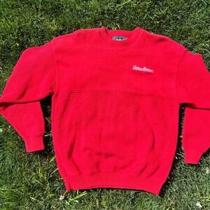 Dunbrooke Mens Red Cadbury Beverages Knit Sweater Made in USA Large Vintage